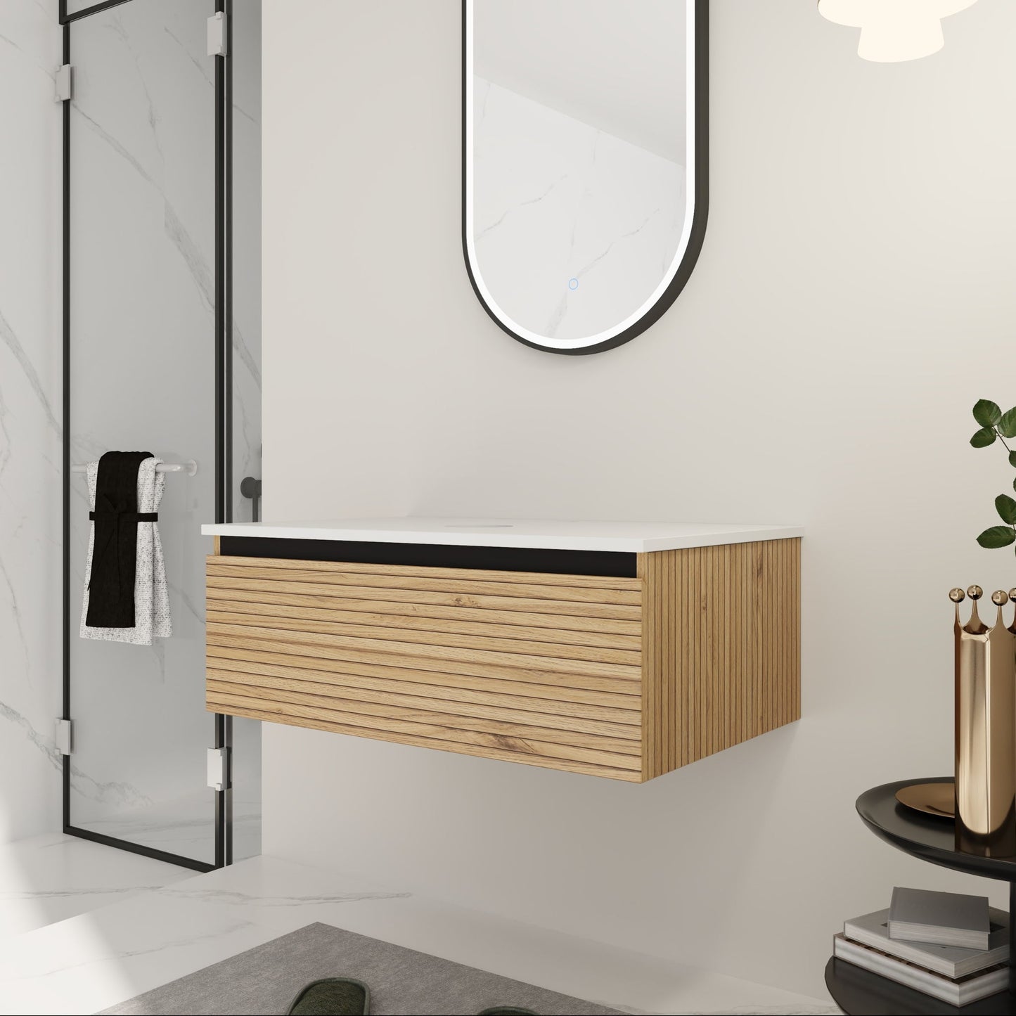 Wall Mounted Bathroom Vanity & 1 Soft Close Drawer (Excluding Sink)