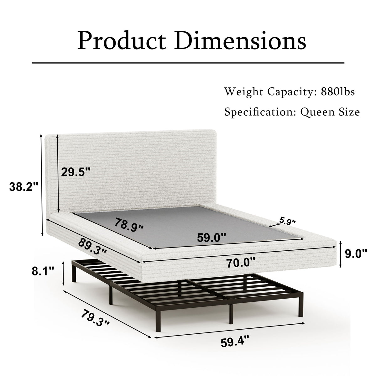 Airframe - Upholstered Bed Frame, Cloud Soft Headboard