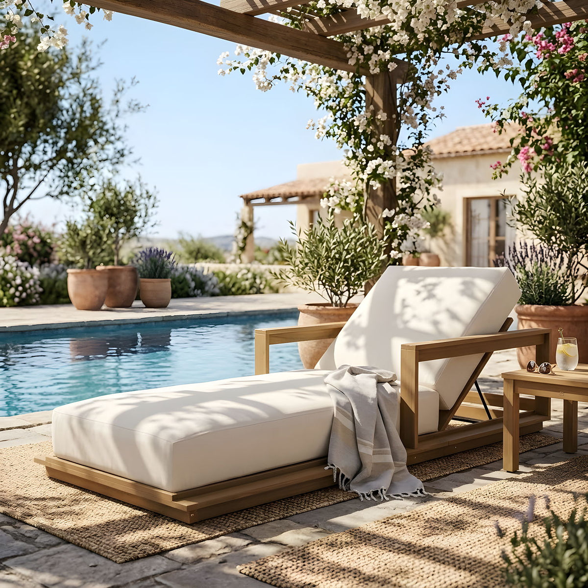 Modern Sunlounger With 5 Position Adjustable Backrest