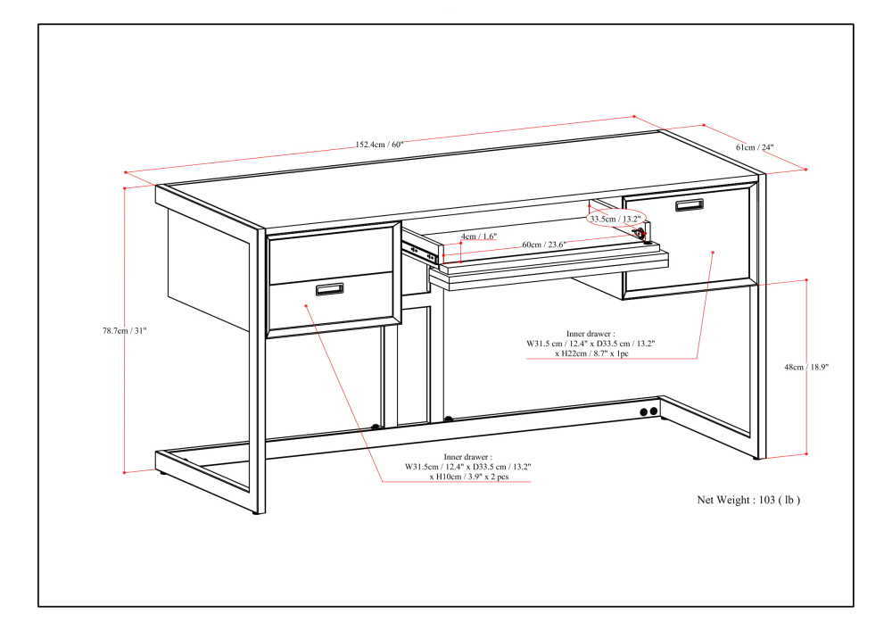 Hampden - Desk - Gray