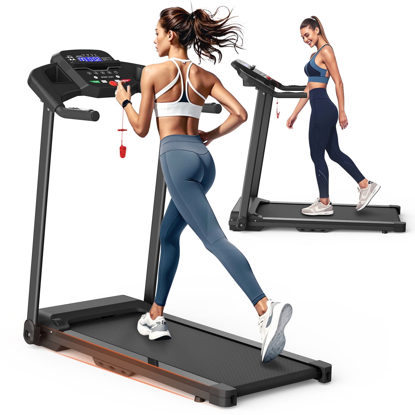 Foldable Treadmill 2.5Hp Electric Running Machine For Home - Black