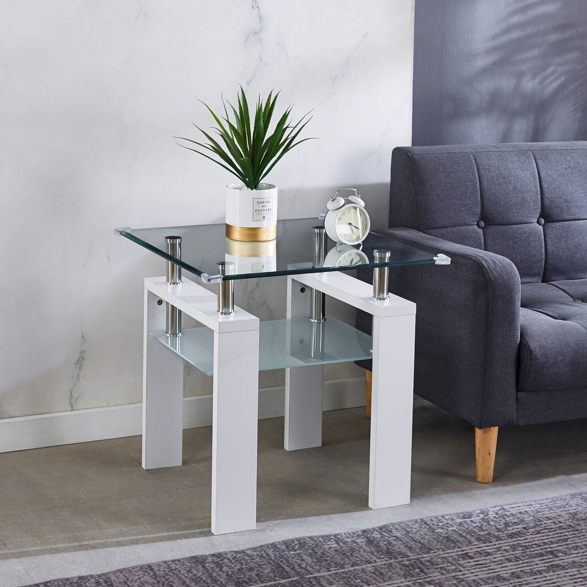 Clear Glass Top Side Table, Modern Design For Home