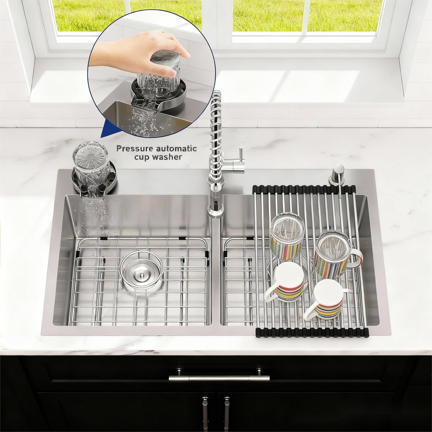 Double Bowl Drop-In Sink With 2 Basins