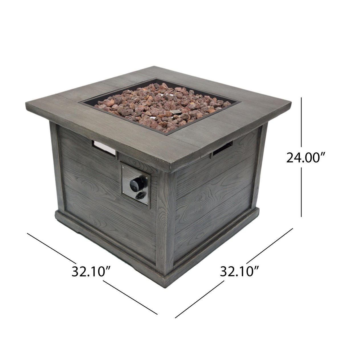 Outdoor Patio Square Gas Burning Mgo Fire Pit, Tank Inside, 40000 Btu