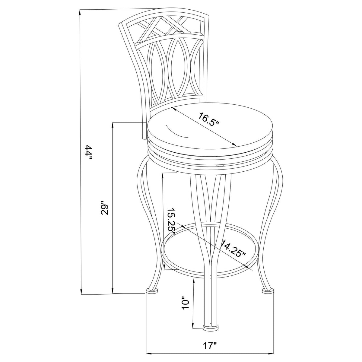 Swivel Bar Stool With Upholstered Seat - Black