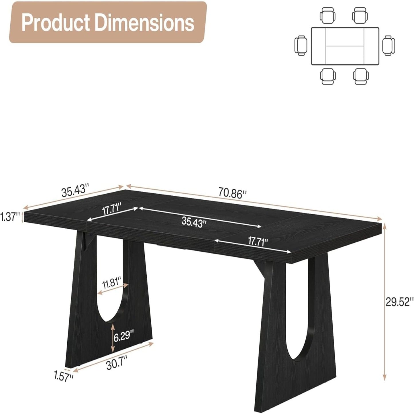 Dining Large Rectangular Kitchen & Dinner Table