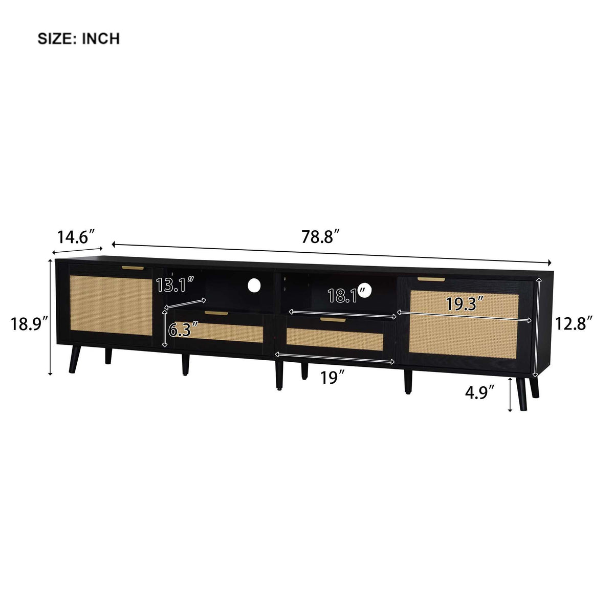 TV Stand, Media Console With Cable Management