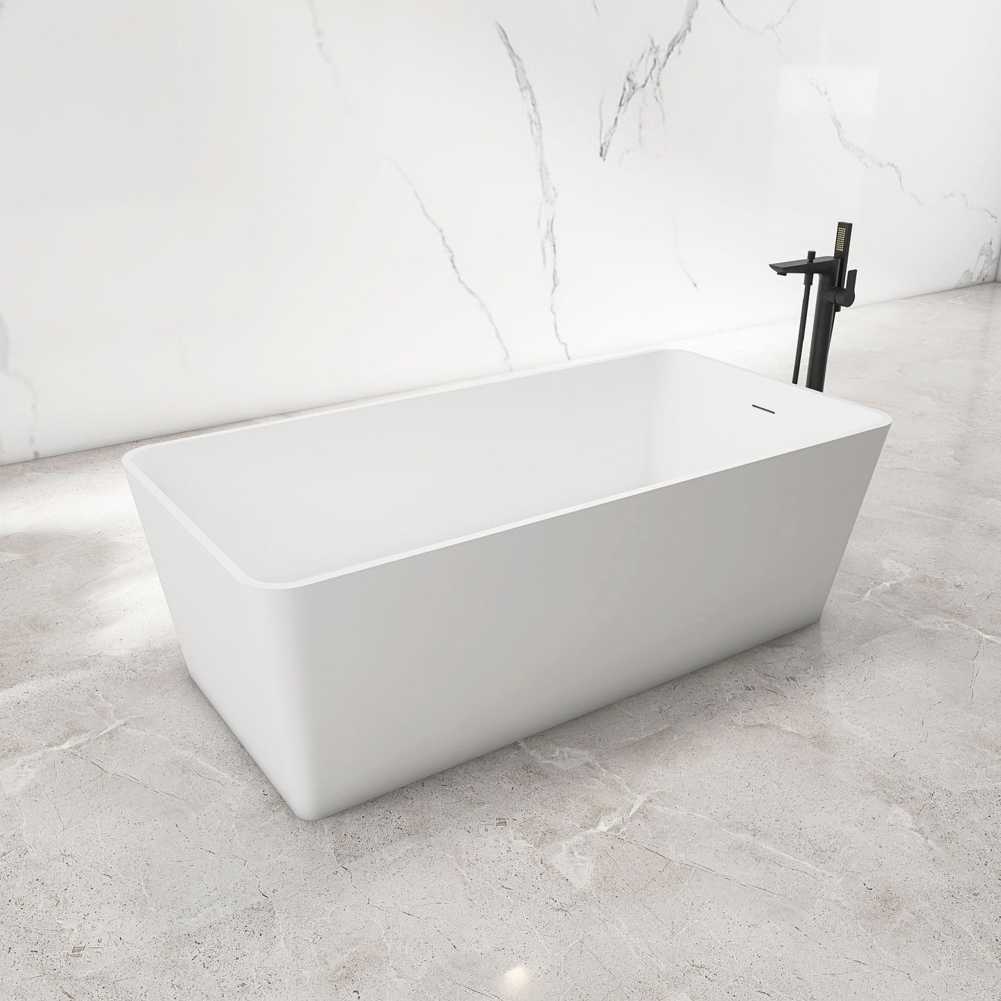 Freestandingn And Solid Surface, Soaking Bathtub For Bathroom - Matte White