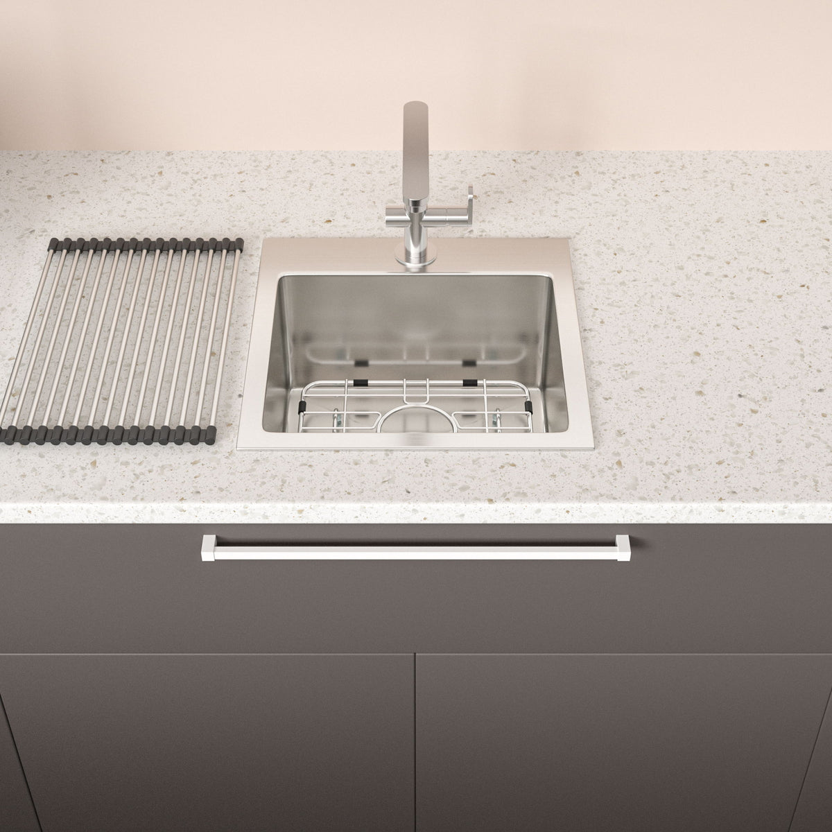 Stainless Steel Drop In Kitchen Sink 15" Topmount 16 Gauge - Brushed Nickel