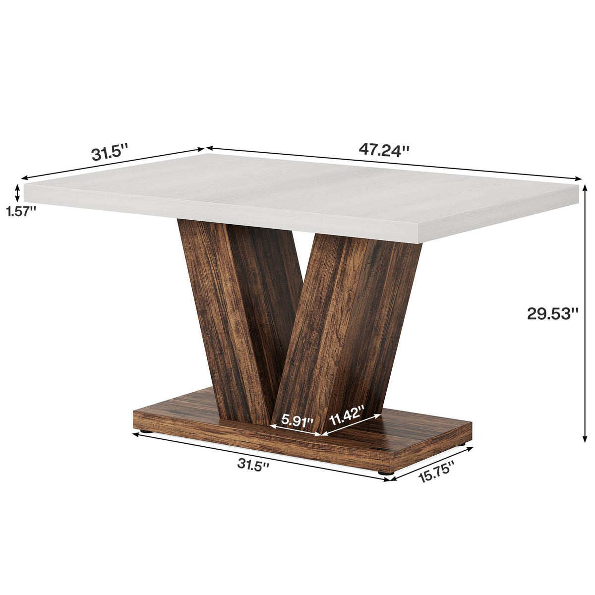 Dining Table With Pedestal Base For 4 - 6 People