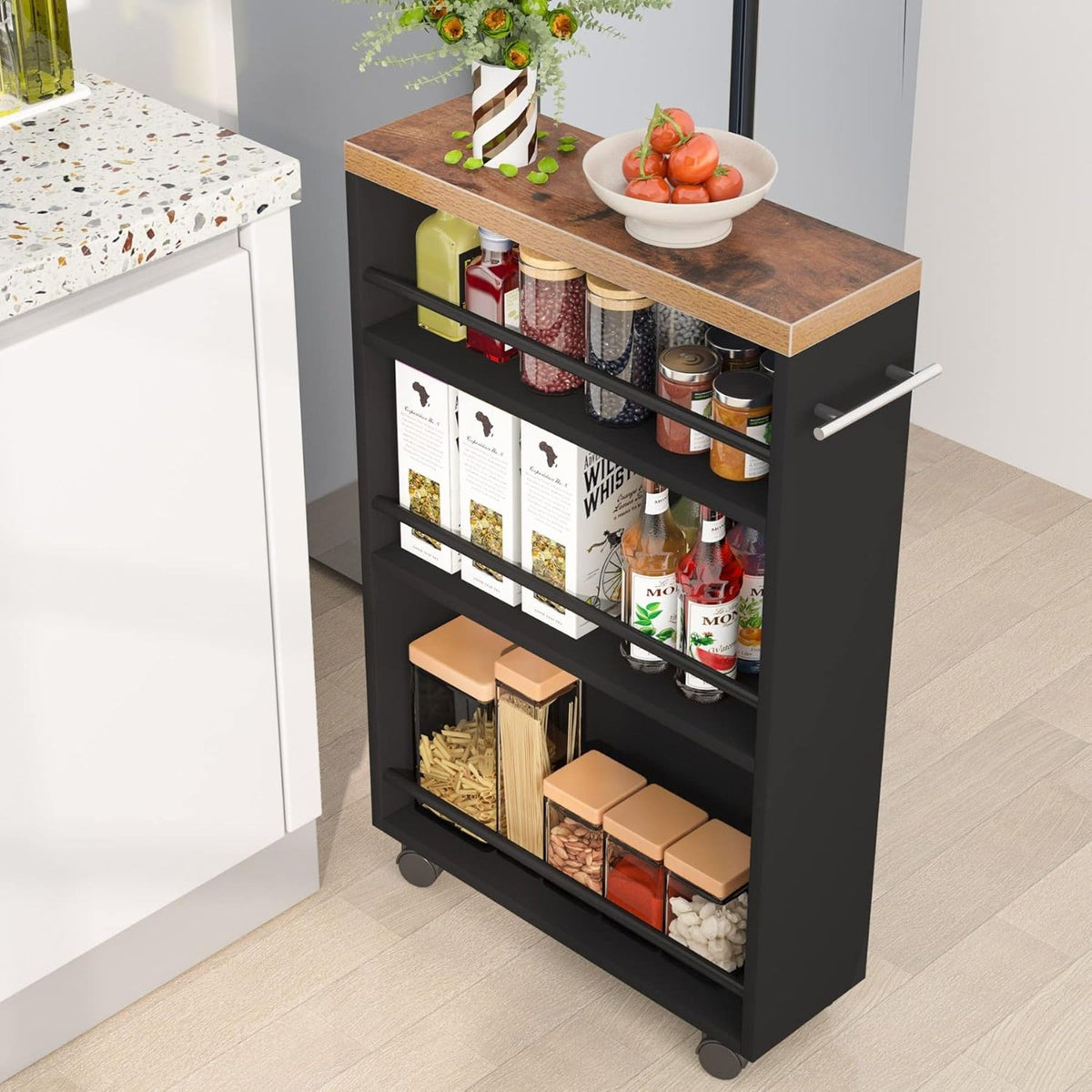 4 Tier Narrow Rolling Kitchen Slim Storage Cart