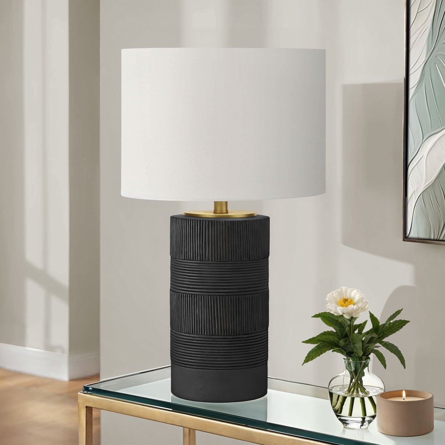 Table Lamp, Lighting, Resin, Contemporary - Black / Cream