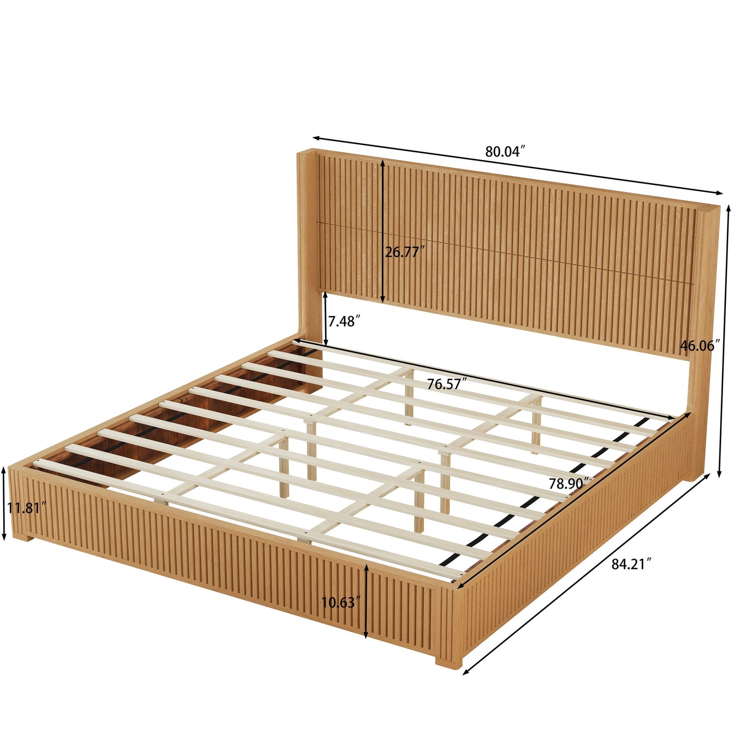 Platform Bed Frame With Headboard, Floor Standing Design