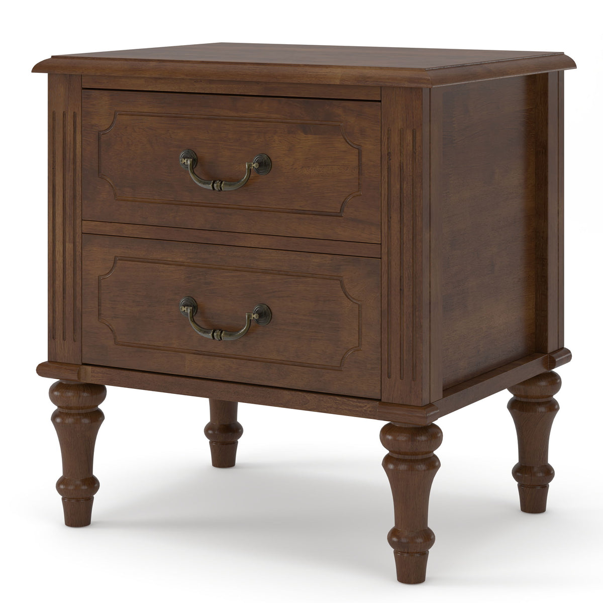 Fluted Nightstand With 2 Drawers, Bedside Table