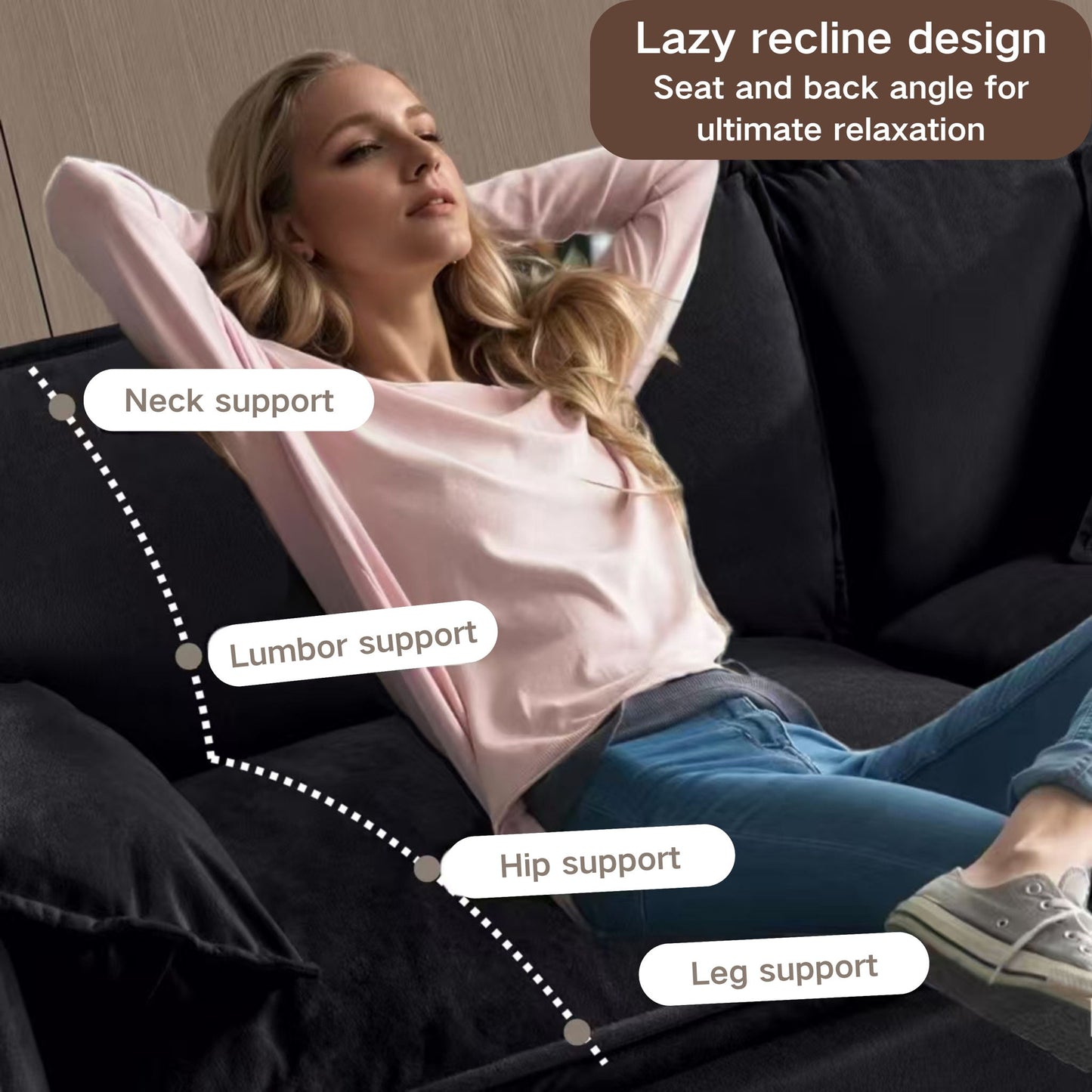 Modern Oversized Loveseat Sofa With Deep Seat And Diy Combination