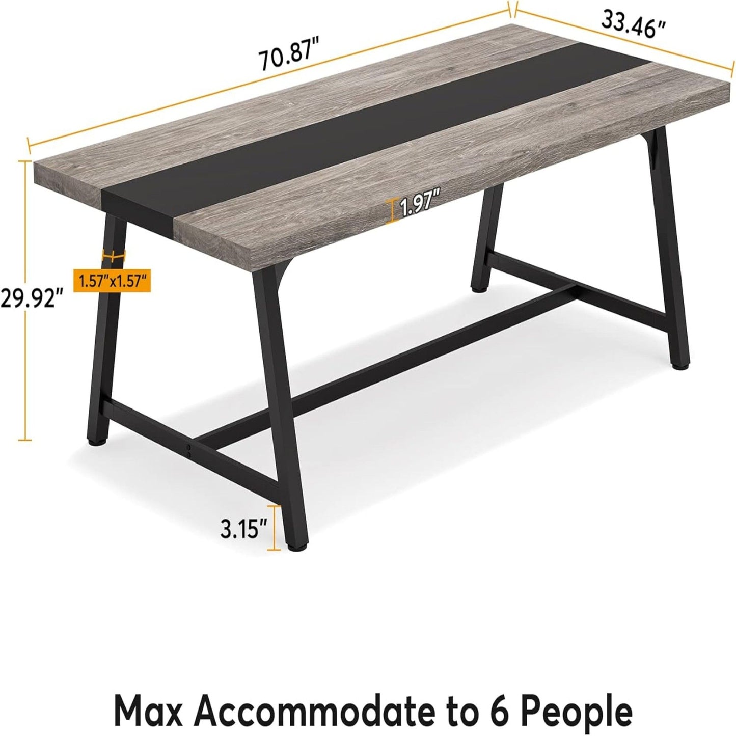 Modern Rectangular Conference Table For 6 - 8 People, Office Executive Desk