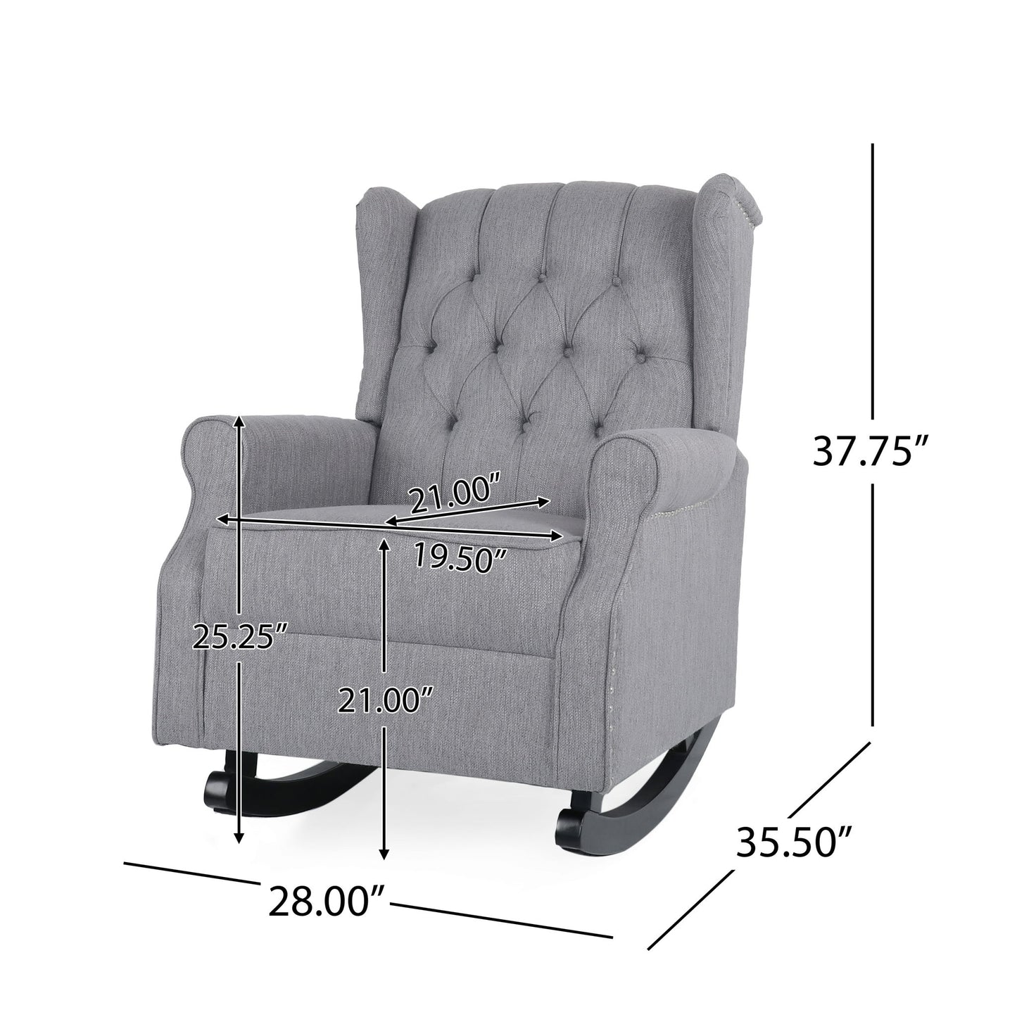 Sheila - Contemporary Fabric Tufted Wingback Rocking Chair