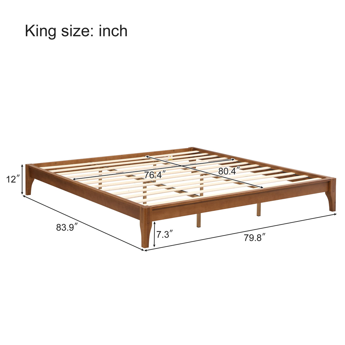 Solid Dry Bamboo Platform Bed Frame, With Slat Support