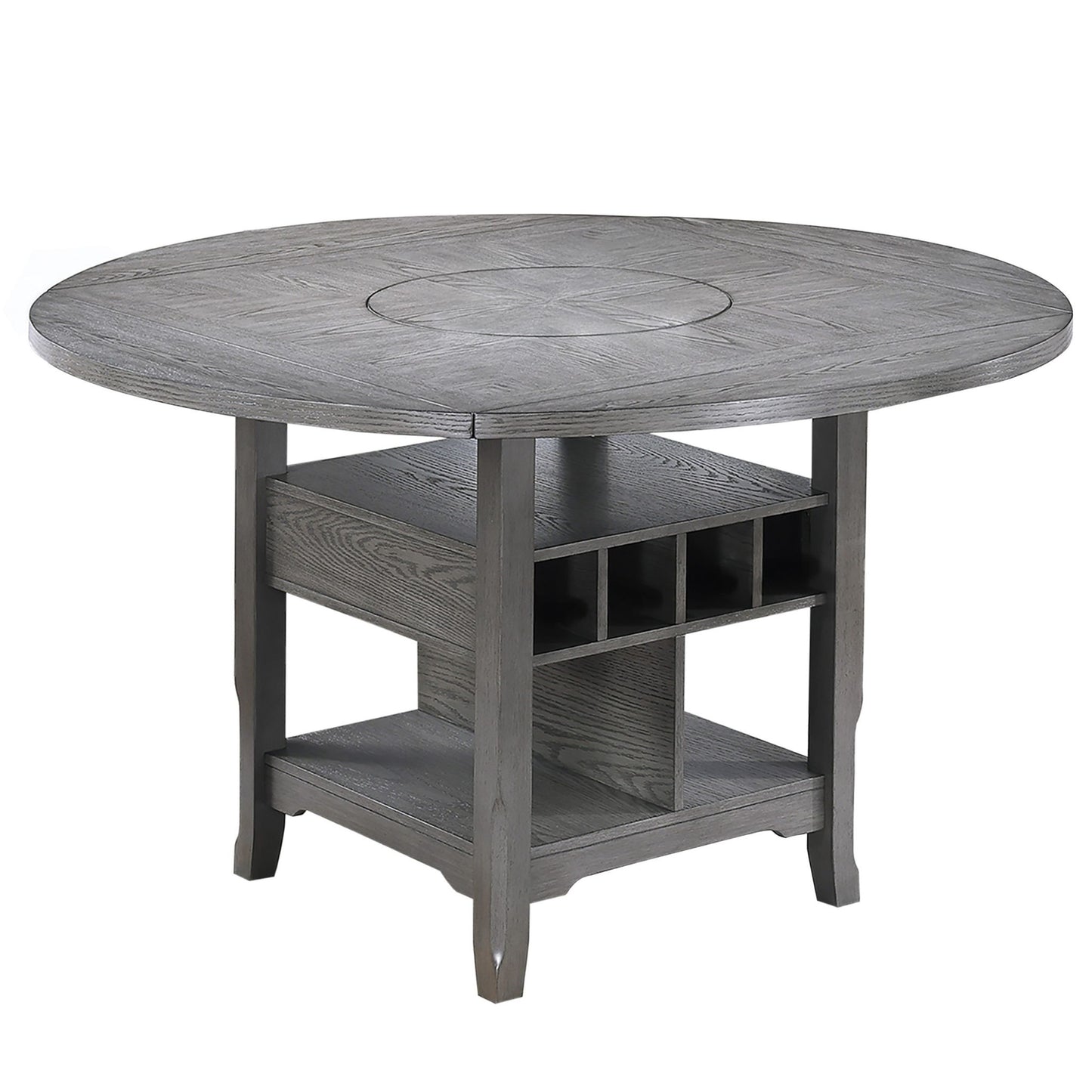 Counter Height Dining Table With Built In Lazy Susan And Storage Shelves