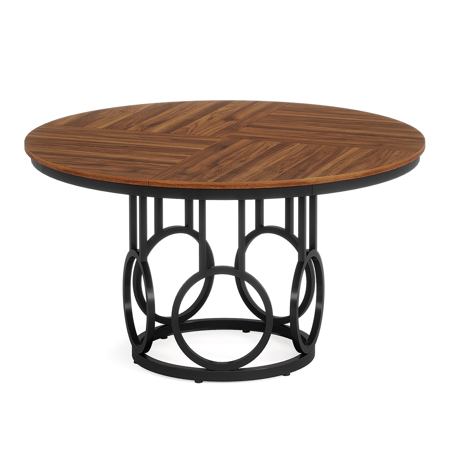 Round Dining Table For Kitchen & Dining Room - Brown / Black