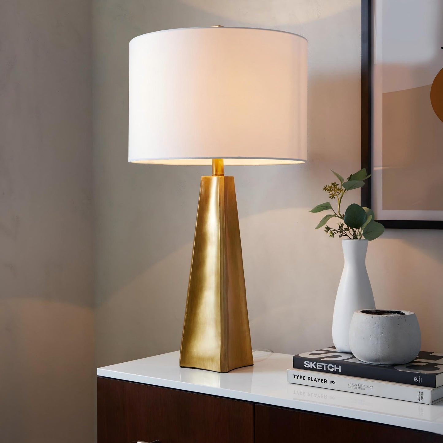 Pompeii - Contemporary Table Lamp - Gold / White