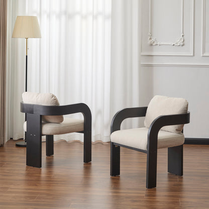 Dining Chairs & Pillow Back (Set of 2) - Beige / Black