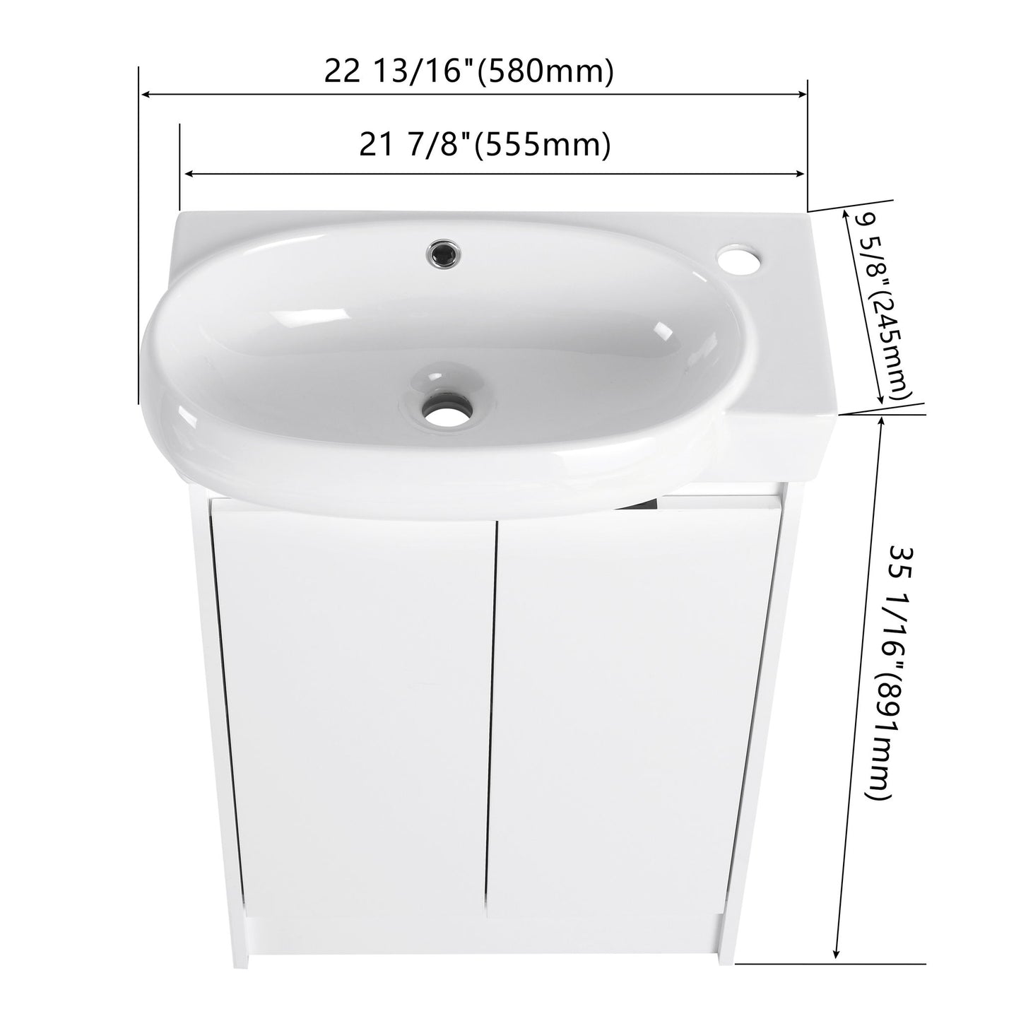 Freestanding Bathroom Vanity & Sink, Soft Close Doors