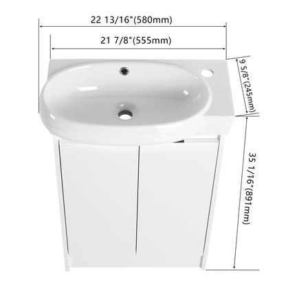 Freestanding Bathroom Vanity & Sink, Soft Close Doors