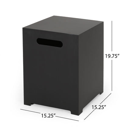 Outdoor Iron Propane Tank Cover Table For Fire Pit, Multi Functional Gas Tank Storage - Dark Gray