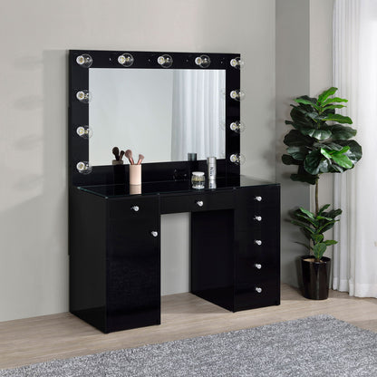 Fern - 7 Drawer Vanity Set With Mirror And Globe Lights