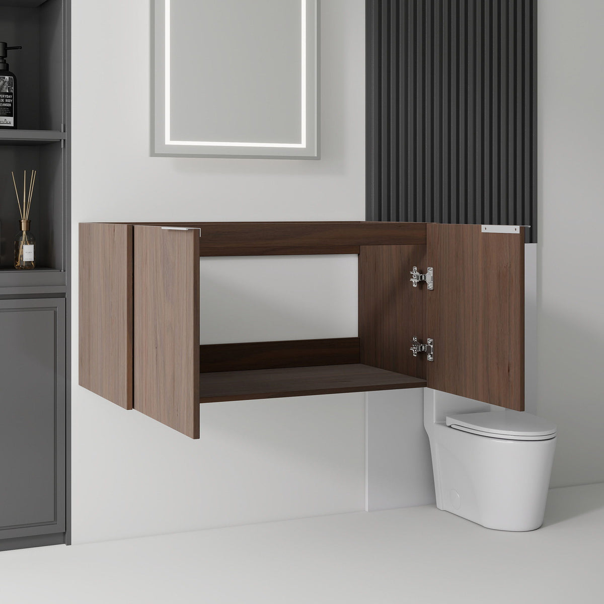 Floating Bathroom Vanity Cabinet With Soft Close Double Doors, Spacious Interior Storage, Wall Mounted, Cabinet Only