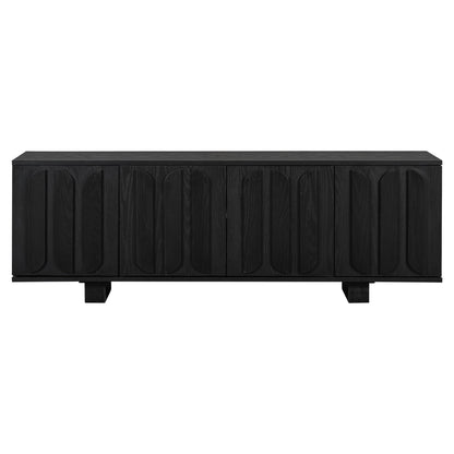 Farmhouse TV Stand, Storage Media Console With Adjustable Shelves & 3 Cable Holes