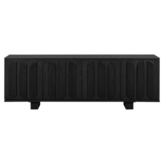 Farmhouse TV Stand, Storage Media Console With Adjustable Shelves & 3 Cable Holes
