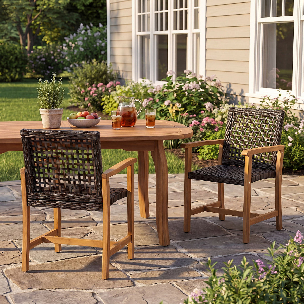 Outdoor Dining Chairs (Set of 2) - Brown / Teak