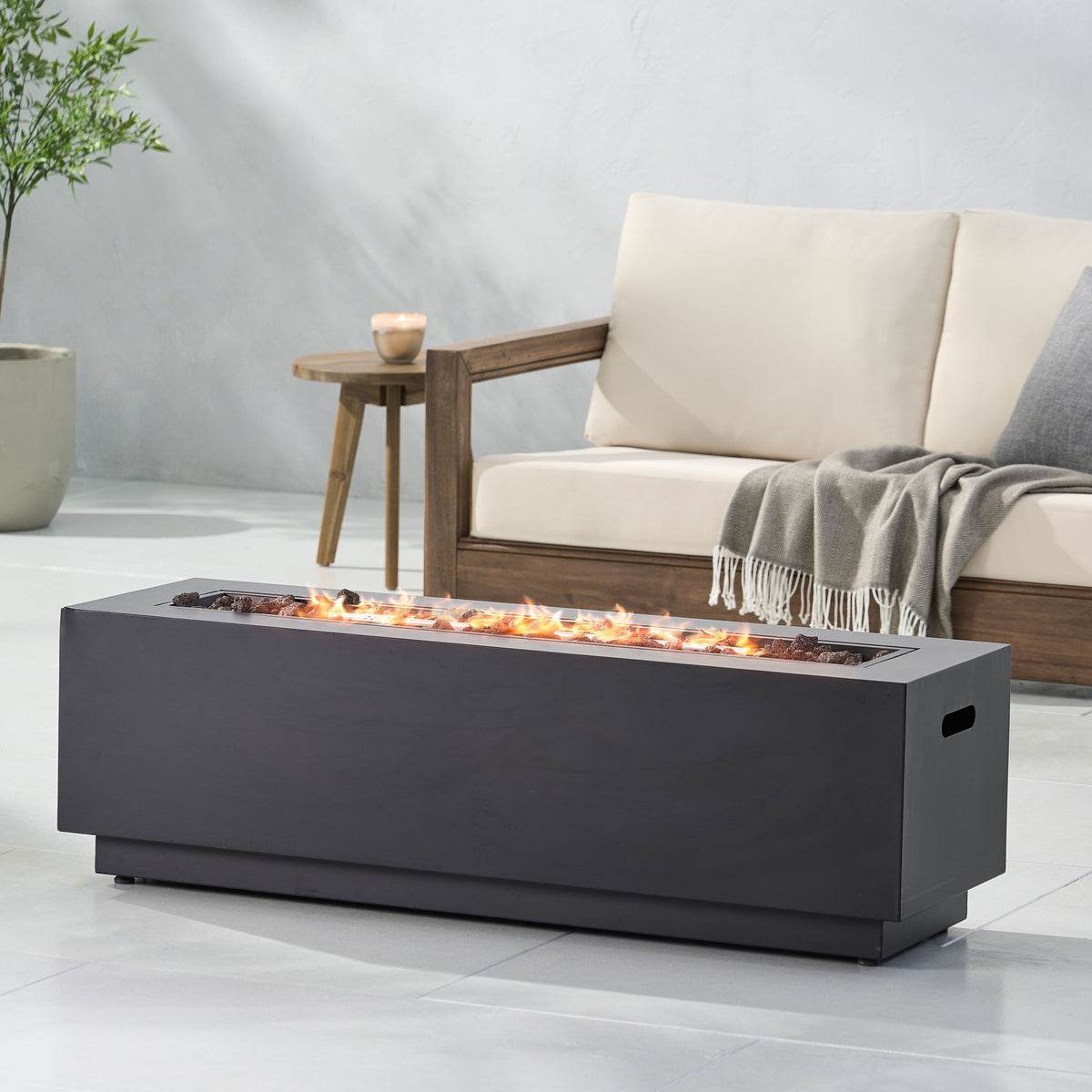 Modern Rectangular Iron Fire Pit 50, 000 Btu