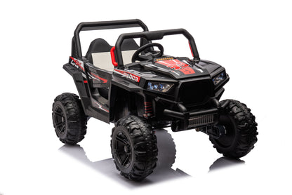 12V7A*2 30W*4 Four-Wheel Drive Seat One Button Start, Forward And Backward, High And Low Speed, Music, Front Light, Power Display, Two Doors Can Open, 2.4G R / C, Seat Belt Four Wheel Absorber
