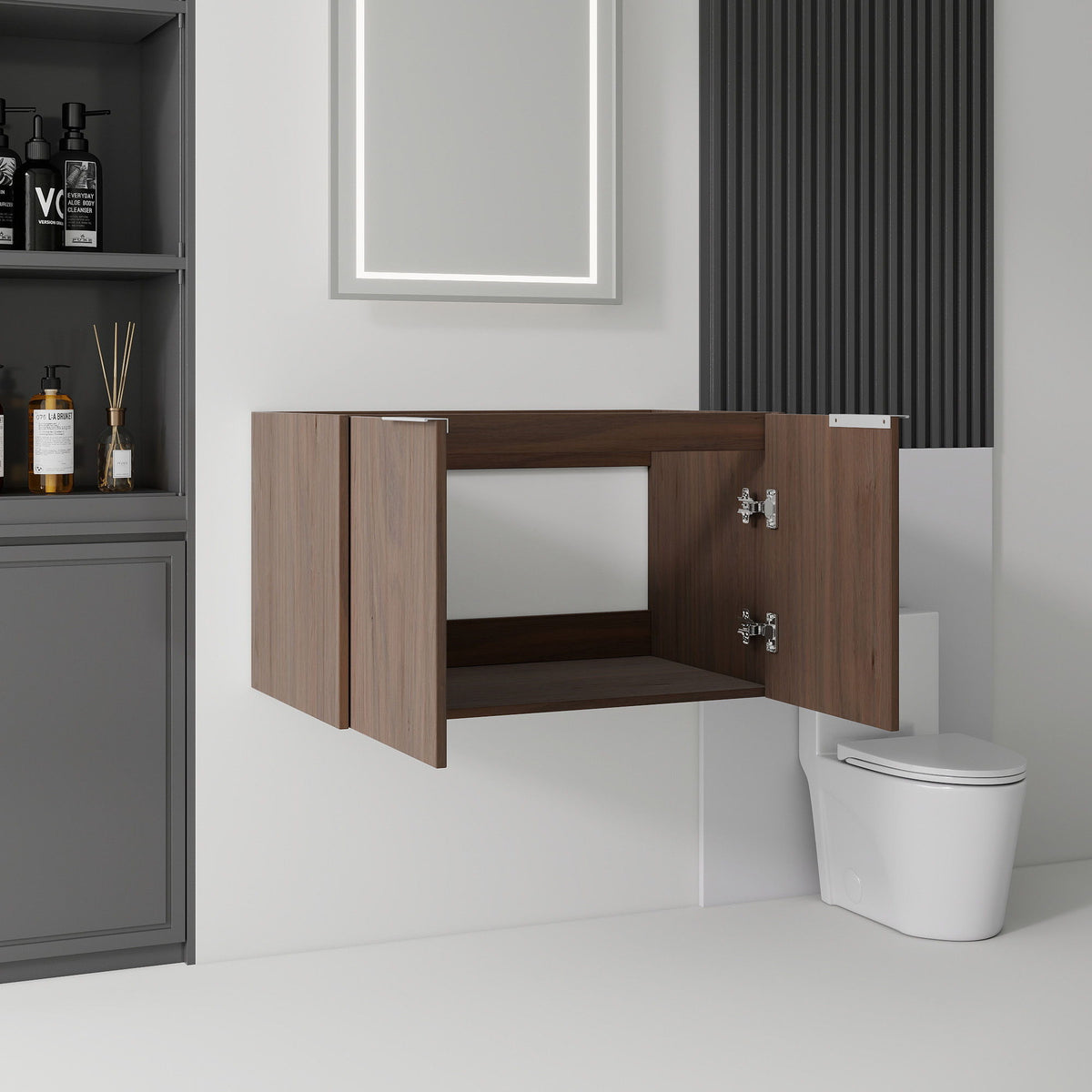 Floating Bathroom Vanity Cabinet With Soft Close Double Doors, Spacious Interior Storage, Wall Mounted, Cabinet Only