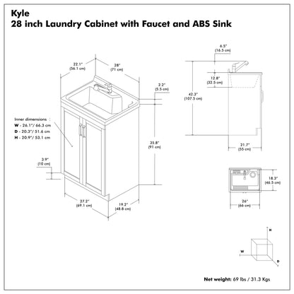 Kyle - Laundry Cabinet & Faucet And Stainless Steel Sink