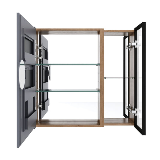 Wall Mounted Bathroom Cabinet & Adjustable Shelves - Imitative Oak
