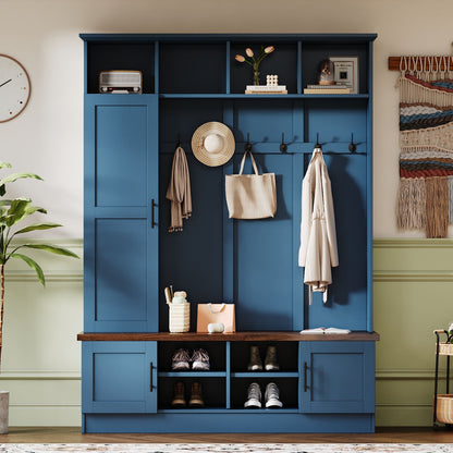 Elegant Hall Tree With Hooks & Handles