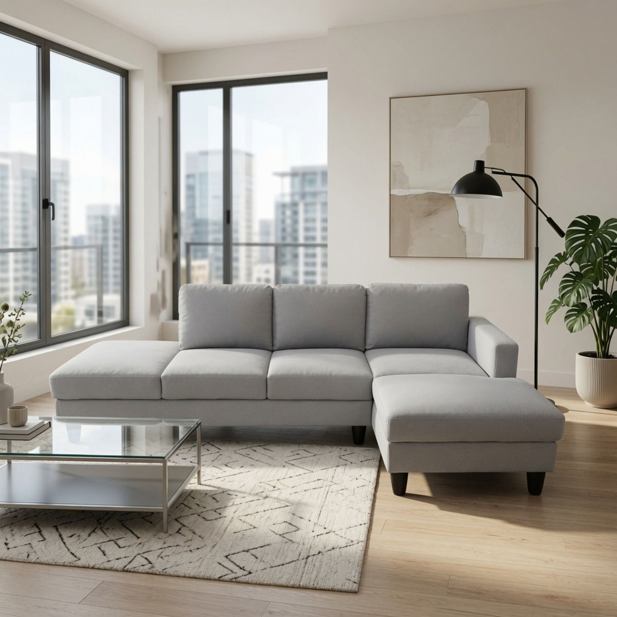 L - Shaped Sectional Sofa With Chaise & Ottoman