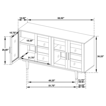 4 Door Sideboard With Dual Drawers - Natural