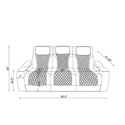 Julian - Power Reclining Sofa With Footrest And LED Lighting - Silver