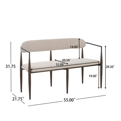Modern Upholstered Loveseat Settee With Iron Frame