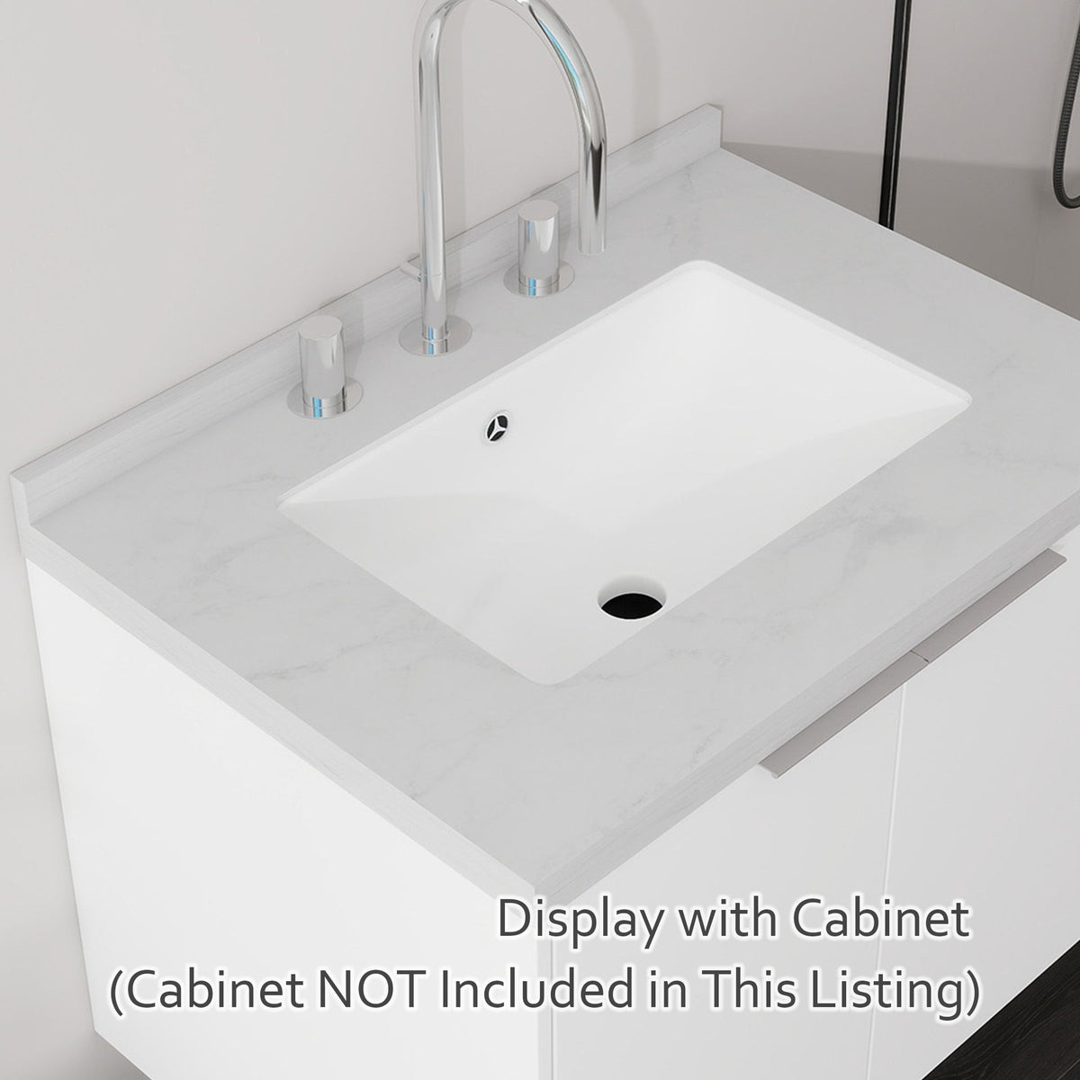 Basin Sink, Triple Faucet Holes, 2" Thick Rim, Sink Only