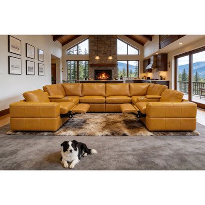 Upholstered Large Arms Sectional With Recliner Seats