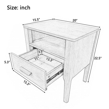Modern Nightstand With Drawer And Open Shelf