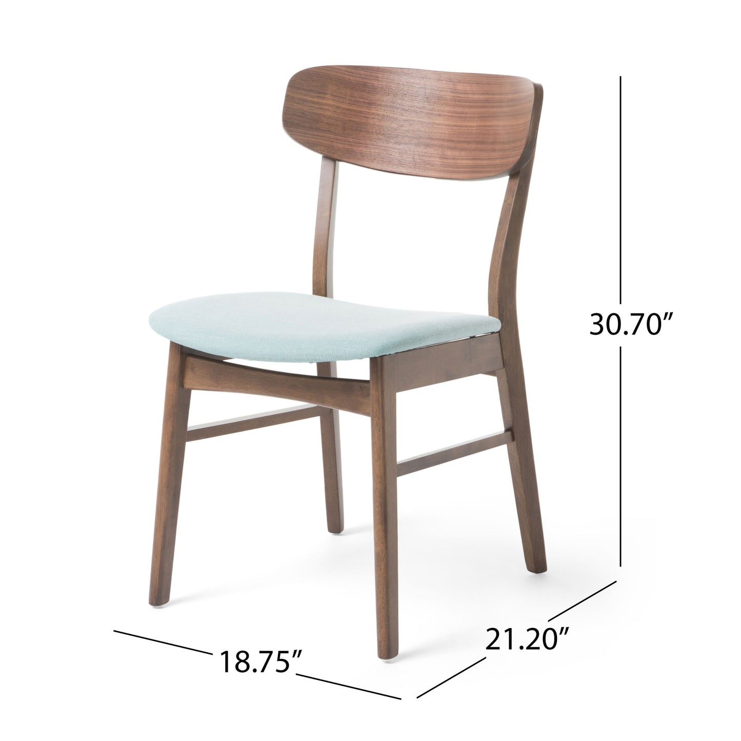 Elegant Fabric Dining Chair With Cushioned Seat And Wood Frame - Mint