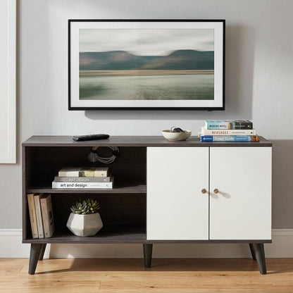Amidon - TV Stand, With 2 Storage Shelves And 1 Cabinet