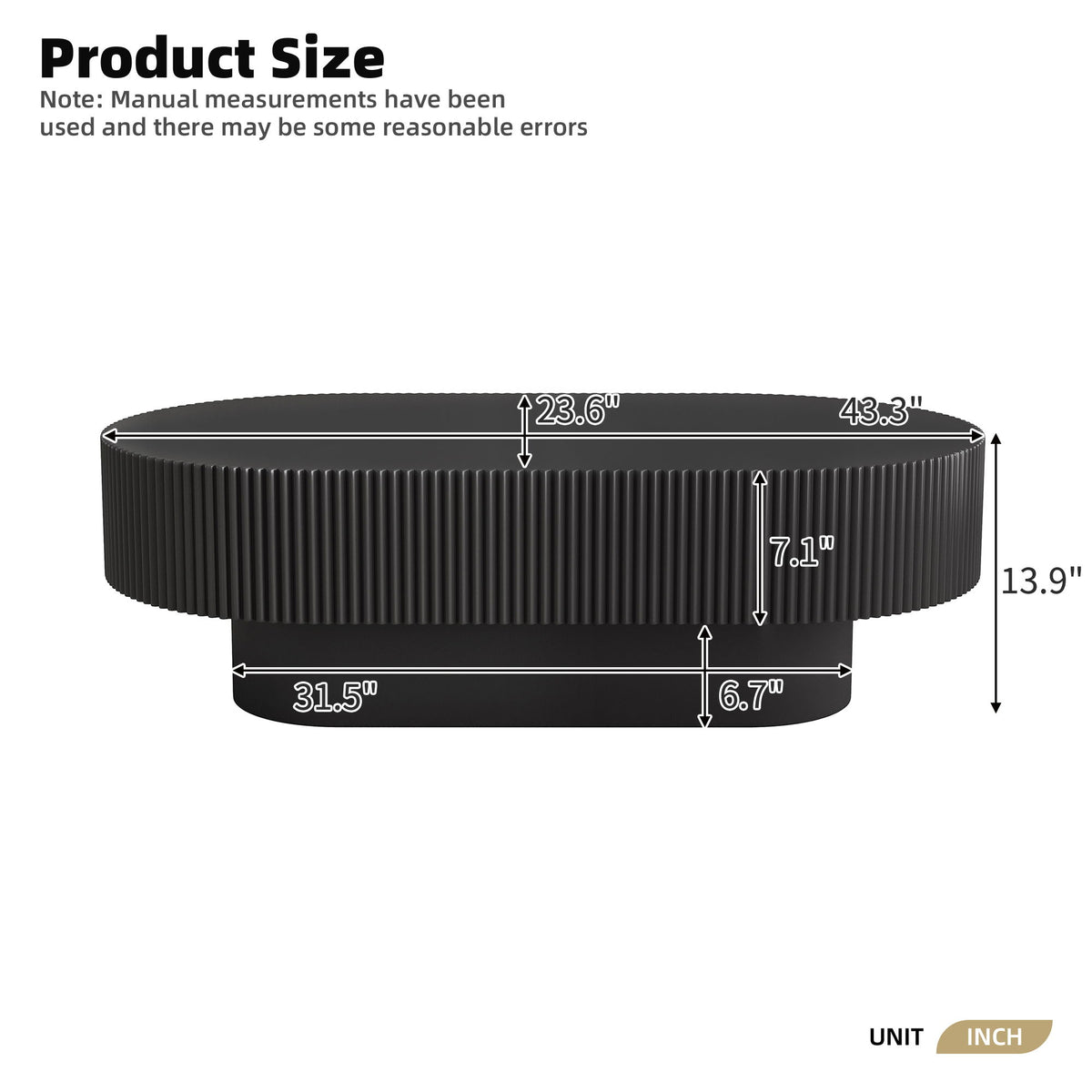 Oval Coffee Table With Thick Tabletop For Living Room